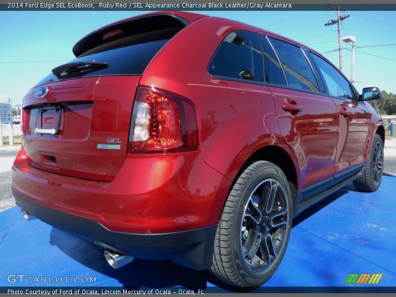 Ruby Red / SEL Appearance Charcoal Black Leather/Gray Alcantara 2014 Ford Edge SEL EcoBoost