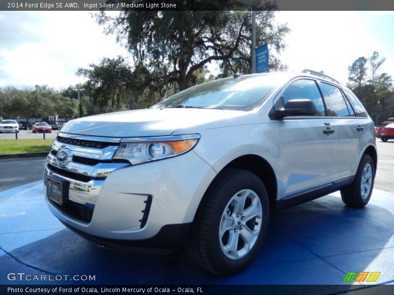 Ingot Silver / Medium Light Stone 2014 Ford Edge SE AWD