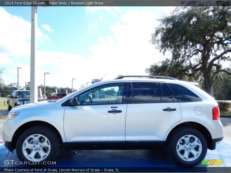 Ingot Silver / Medium Light Stone 2014 Ford Edge SE AWD