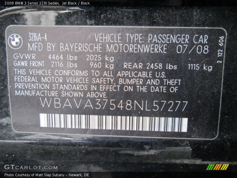 Jet Black / Black 2008 BMW 3 Series 328i Sedan