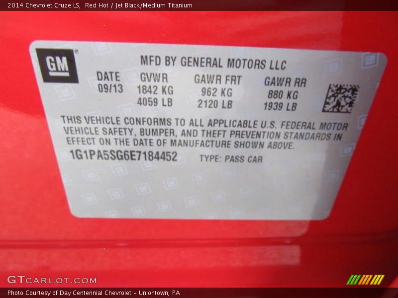 Red Hot / Jet Black/Medium Titanium 2014 Chevrolet Cruze LS