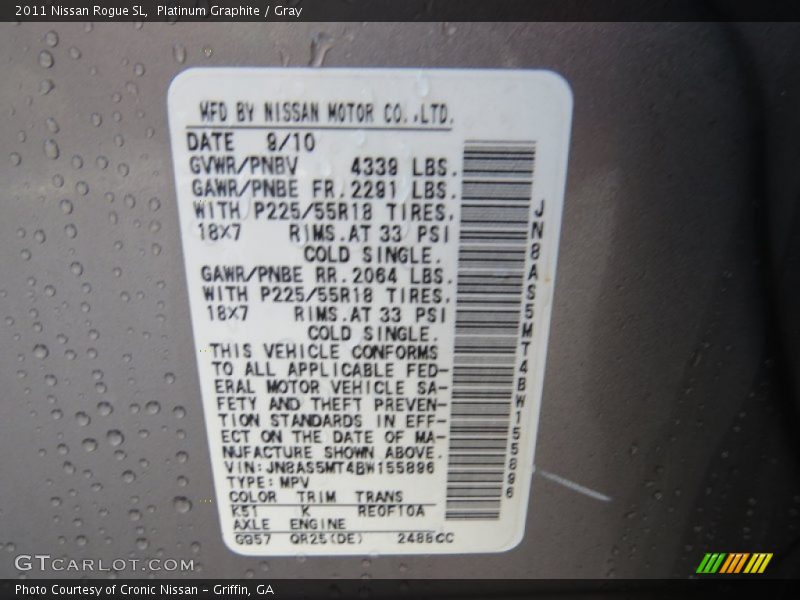 Platinum Graphite / Gray 2011 Nissan Rogue SL