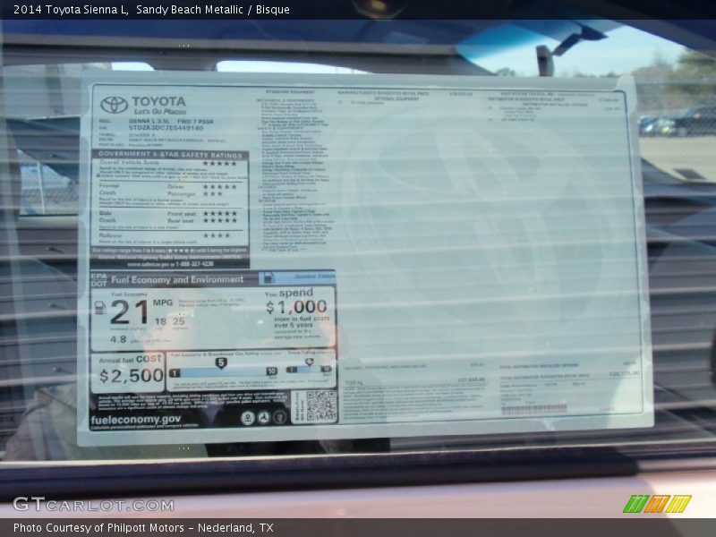 Sandy Beach Metallic / Bisque 2014 Toyota Sienna L