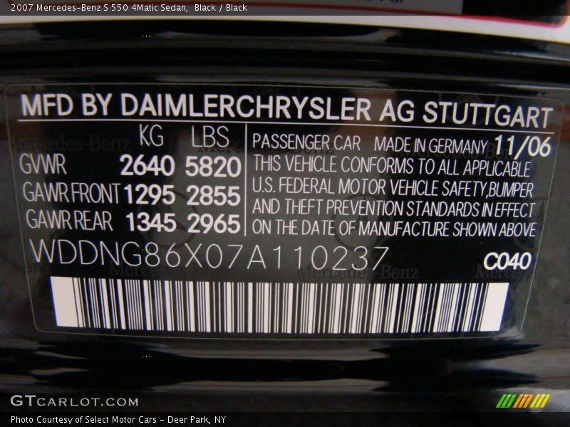 Black / Black 2007 Mercedes-Benz S 550 4Matic Sedan