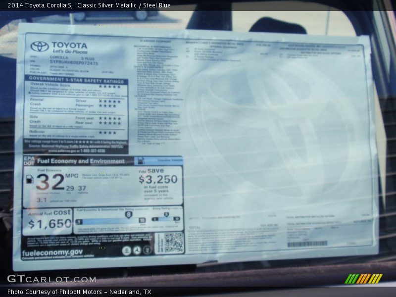 Classic Silver Metallic / Steel Blue 2014 Toyota Corolla S