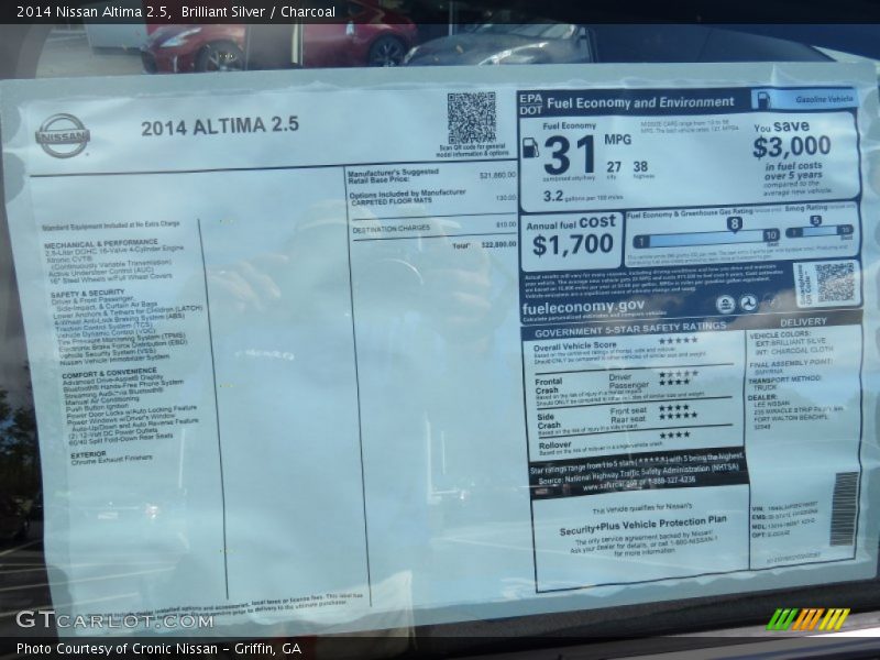 Brilliant Silver / Charcoal 2014 Nissan Altima 2.5