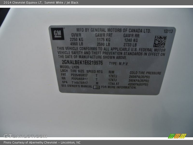 Summit White / Jet Black 2014 Chevrolet Equinox LT