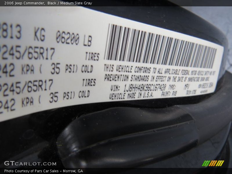 Black / Medium Slate Gray 2006 Jeep Commander