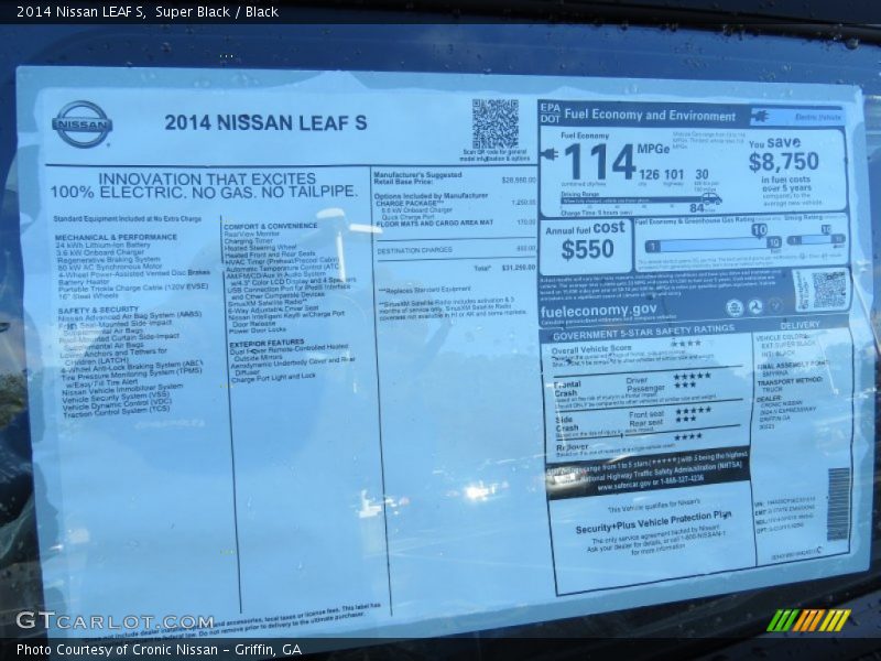  2014 LEAF S Window Sticker