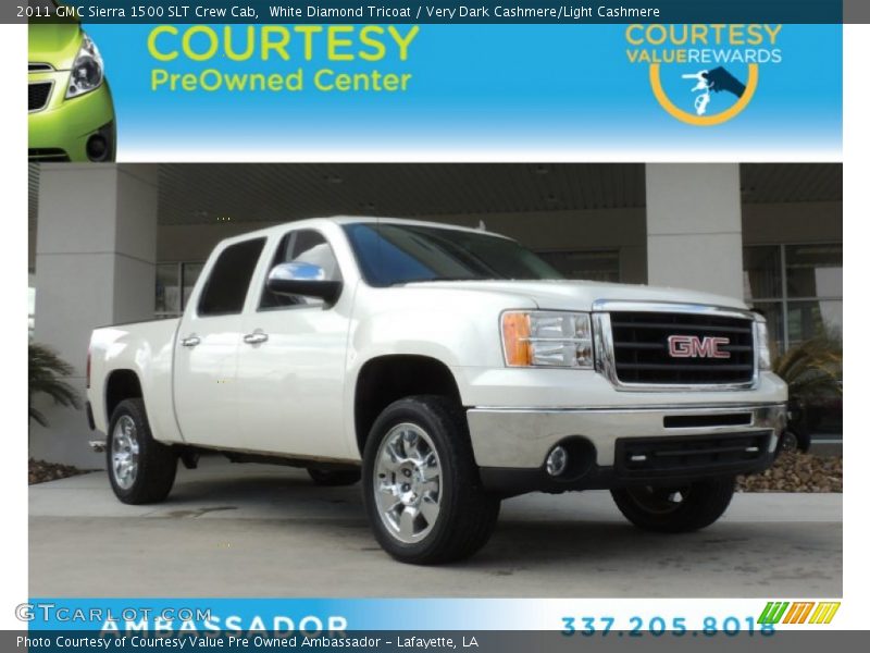 White Diamond Tricoat / Very Dark Cashmere/Light Cashmere 2011 GMC Sierra 1500 SLT Crew Cab