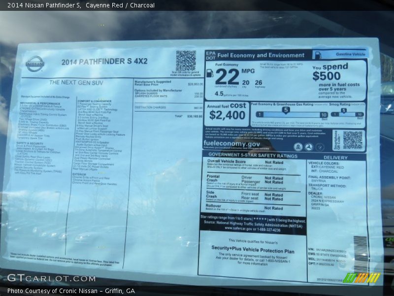  2014 Pathfinder S Window Sticker