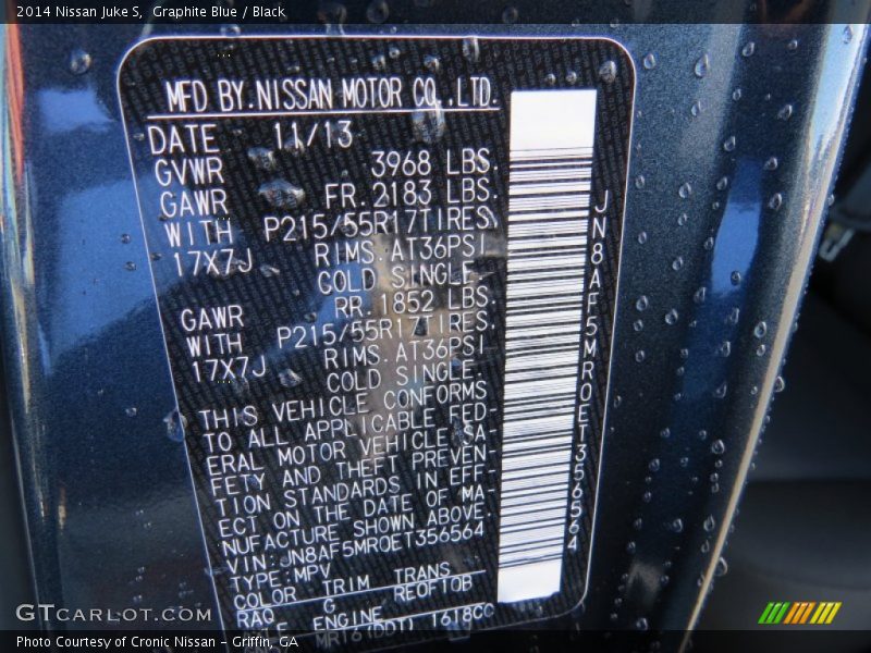 2014 Juke S Graphite Blue Color Code RAQ