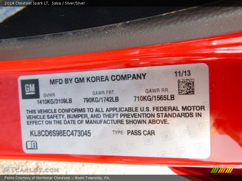 Salsa / Silver/Silver 2014 Chevrolet Spark LT