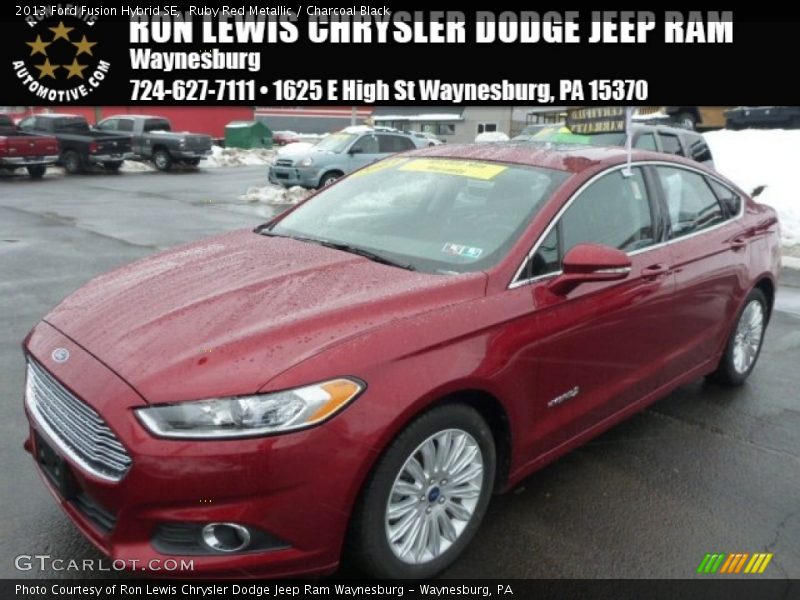Ruby Red Metallic / Charcoal Black 2013 Ford Fusion Hybrid SE