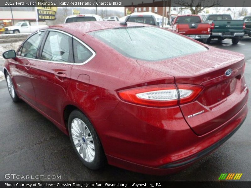 Ruby Red Metallic / Charcoal Black 2013 Ford Fusion Hybrid SE