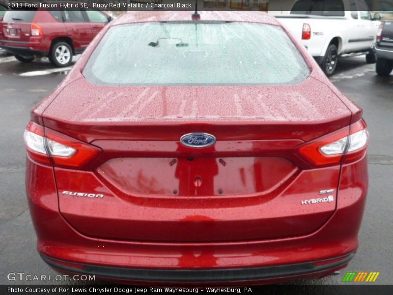 Ruby Red Metallic / Charcoal Black 2013 Ford Fusion Hybrid SE
