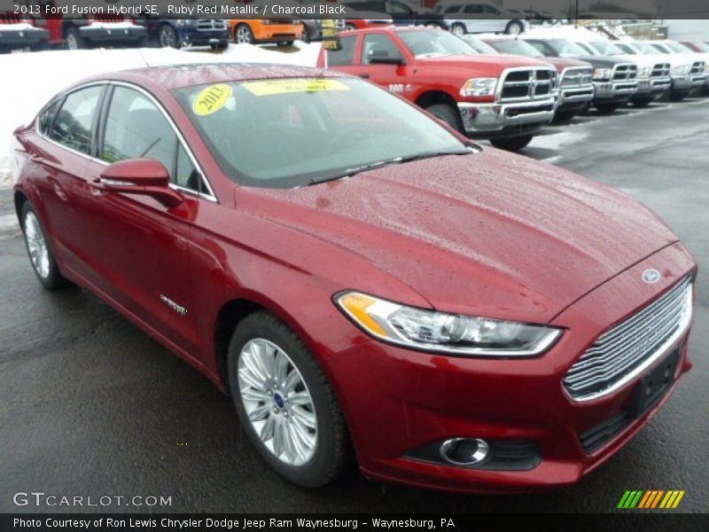 Ruby Red Metallic / Charcoal Black 2013 Ford Fusion Hybrid SE