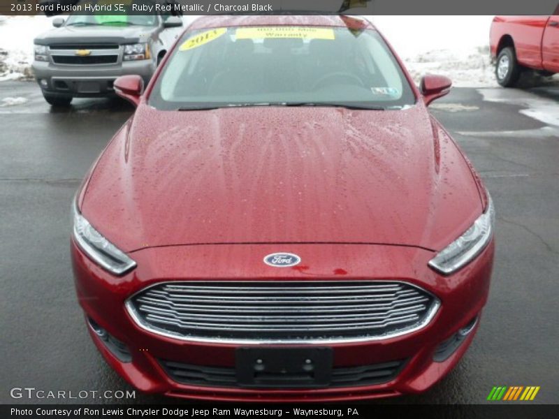 Ruby Red Metallic / Charcoal Black 2013 Ford Fusion Hybrid SE