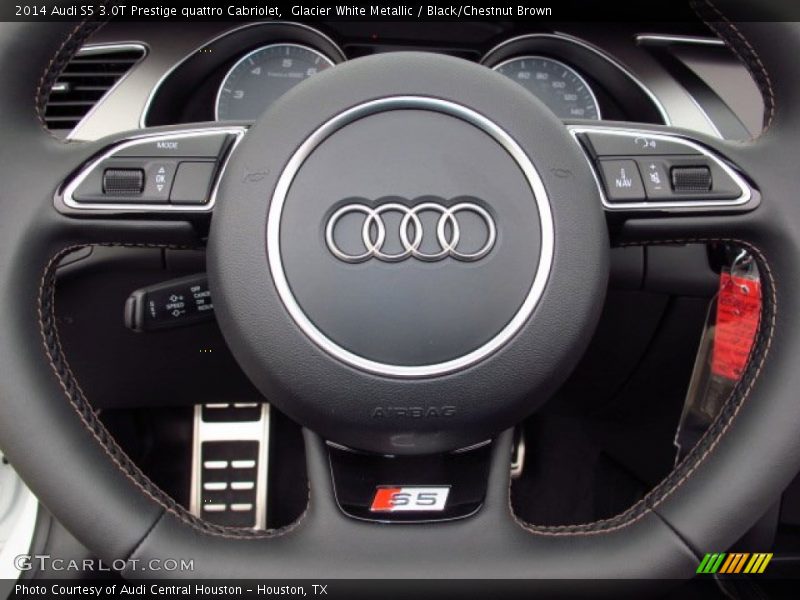 Glacier White Metallic / Black/Chestnut Brown 2014 Audi S5 3.0T Prestige quattro Cabriolet