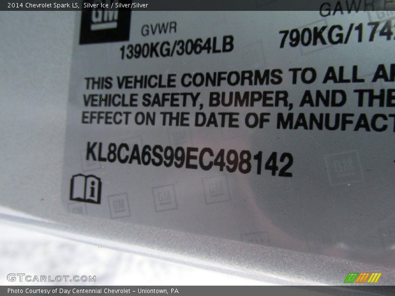 Silver Ice / Silver/Silver 2014 Chevrolet Spark LS