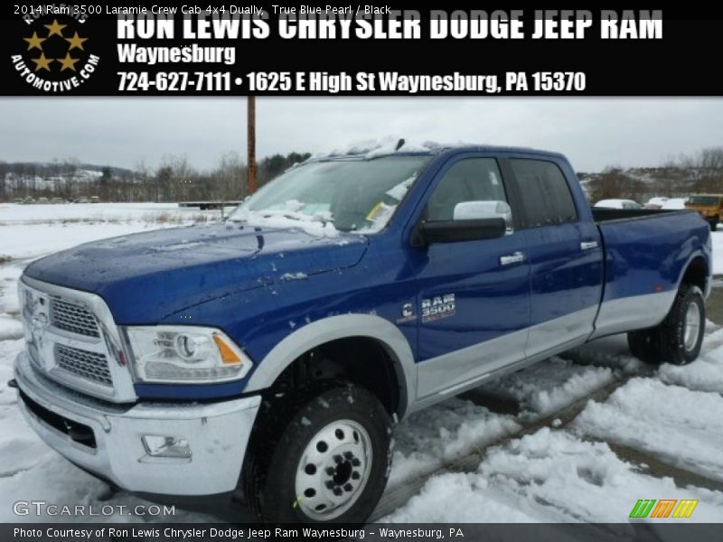 True Blue Pearl / Black 2014 Ram 3500 Laramie Crew Cab 4x4 Dually