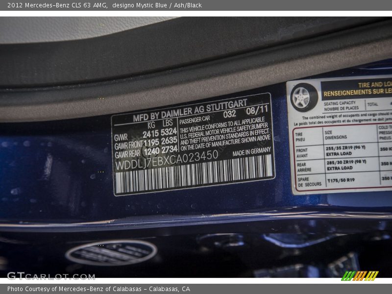 2012 CLS 63 AMG designo Mystic Blue Color Code 032
