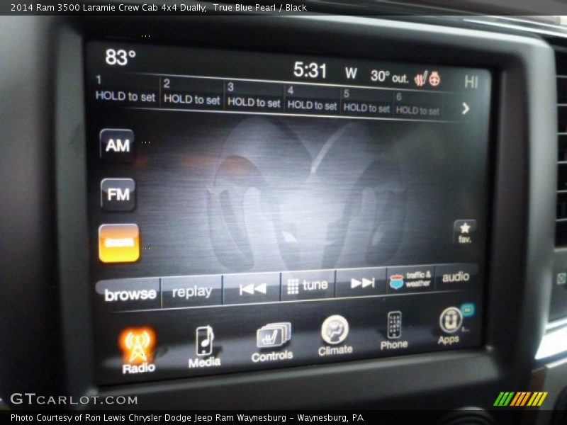 True Blue Pearl / Black 2014 Ram 3500 Laramie Crew Cab 4x4 Dually