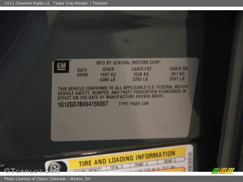 Taupe Gray Metallic / Titanium 2011 Chevrolet Malibu LS
