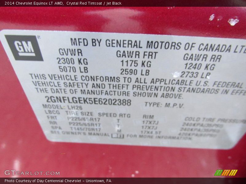 Crystal Red Tintcoat / Jet Black 2014 Chevrolet Equinox LT AWD