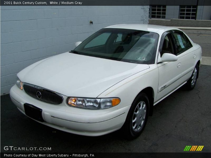 White / Medium Gray 2001 Buick Century Custom