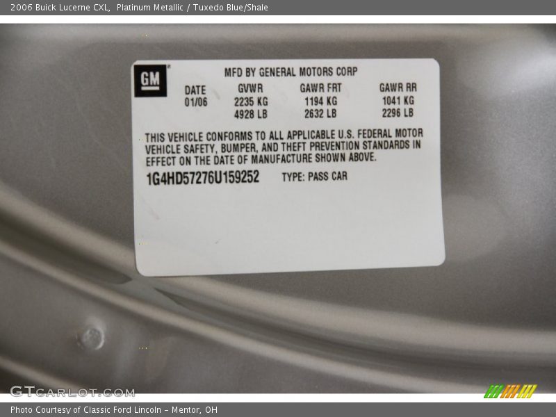 Platinum Metallic / Tuxedo Blue/Shale 2006 Buick Lucerne CXL