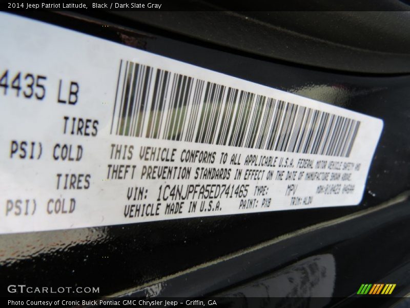 2014 Patriot Latitude Black Color Code PX8