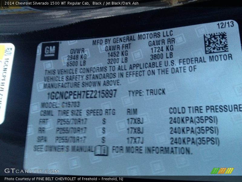 Black / Jet Black/Dark Ash 2014 Chevrolet Silverado 1500 WT Regular Cab