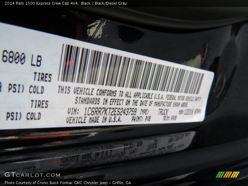 Black / Black/Diesel Gray 2014 Ram 1500 Express Crew Cab 4x4