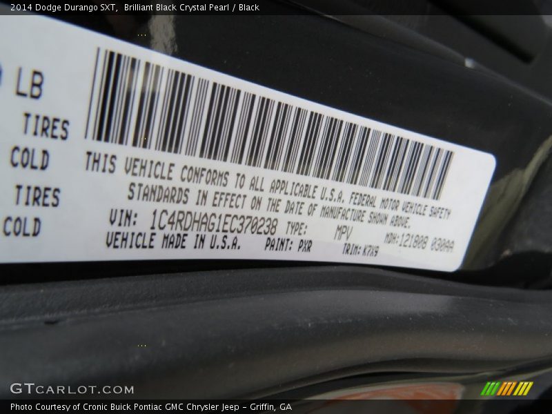 Brilliant Black Crystal Pearl / Black 2014 Dodge Durango SXT