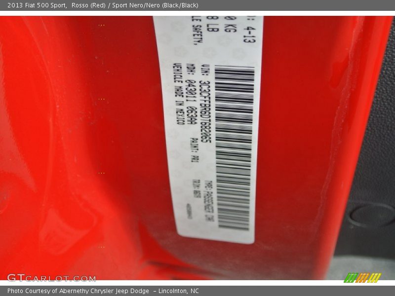 Rosso (Red) / Sport Nero/Nero (Black/Black) 2013 Fiat 500 Sport