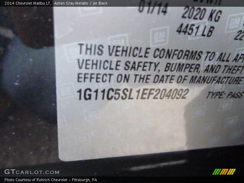 Ashen Gray Metallic / Jet Black 2014 Chevrolet Malibu LT