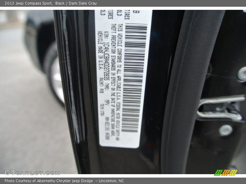 Black / Dark Slate Gray 2013 Jeep Compass Sport