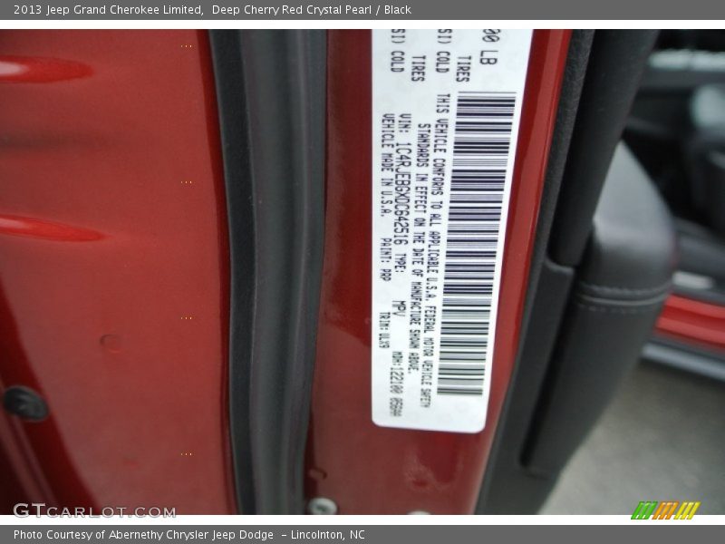 Deep Cherry Red Crystal Pearl / Black 2013 Jeep Grand Cherokee Limited