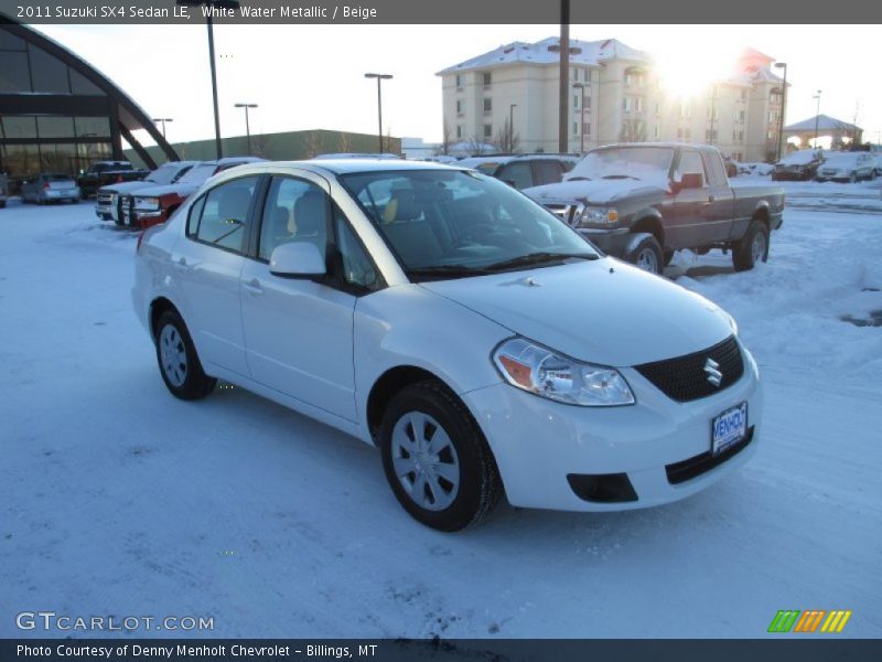 White Water Metallic / Beige 2011 Suzuki SX4 Sedan LE