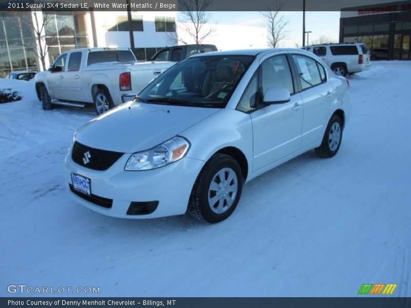 White Water Metallic / Beige 2011 Suzuki SX4 Sedan LE