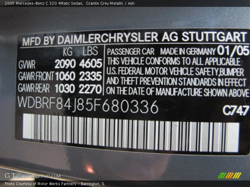 Granite Grey Metallic / Ash 2005 Mercedes-Benz C 320 4Matic Sedan