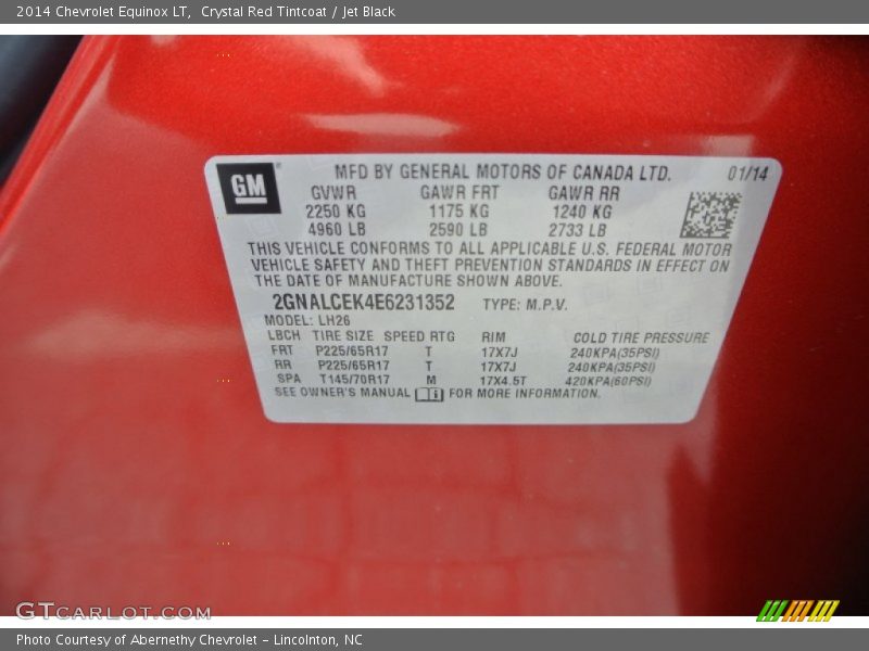 Crystal Red Tintcoat / Jet Black 2014 Chevrolet Equinox LT