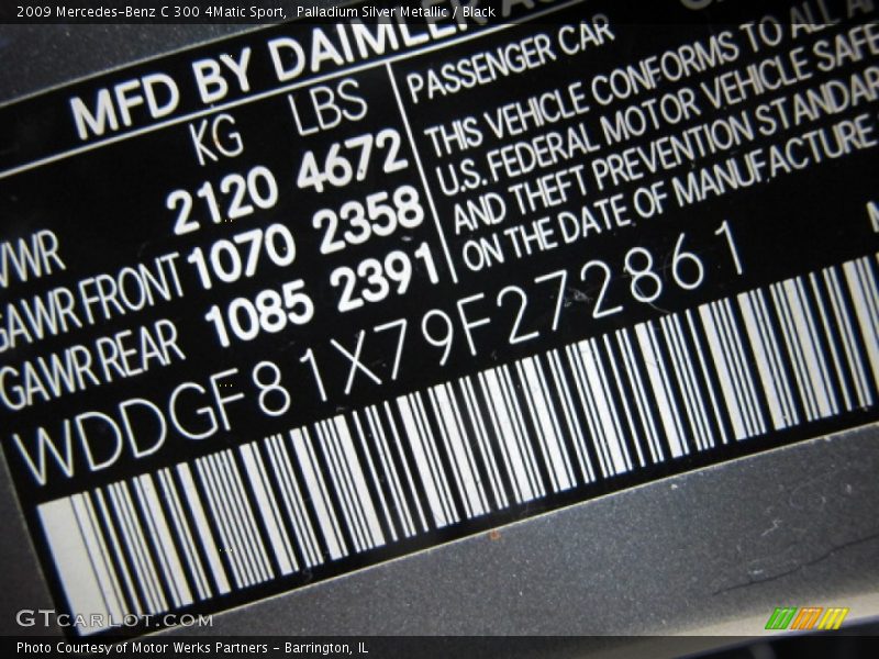 Palladium Silver Metallic / Black 2009 Mercedes-Benz C 300 4Matic Sport