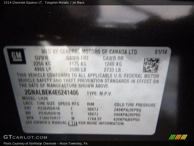Tungsten Metallic / Jet Black 2014 Chevrolet Equinox LT