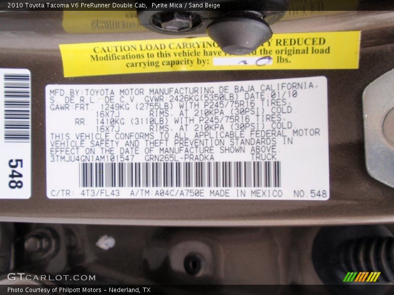 Pyrite Mica / Sand Beige 2010 Toyota Tacoma V6 PreRunner Double Cab
