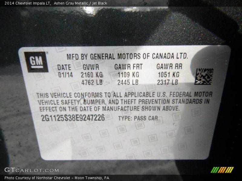 Ashen Gray Metallic / Jet Black 2014 Chevrolet Impala LT