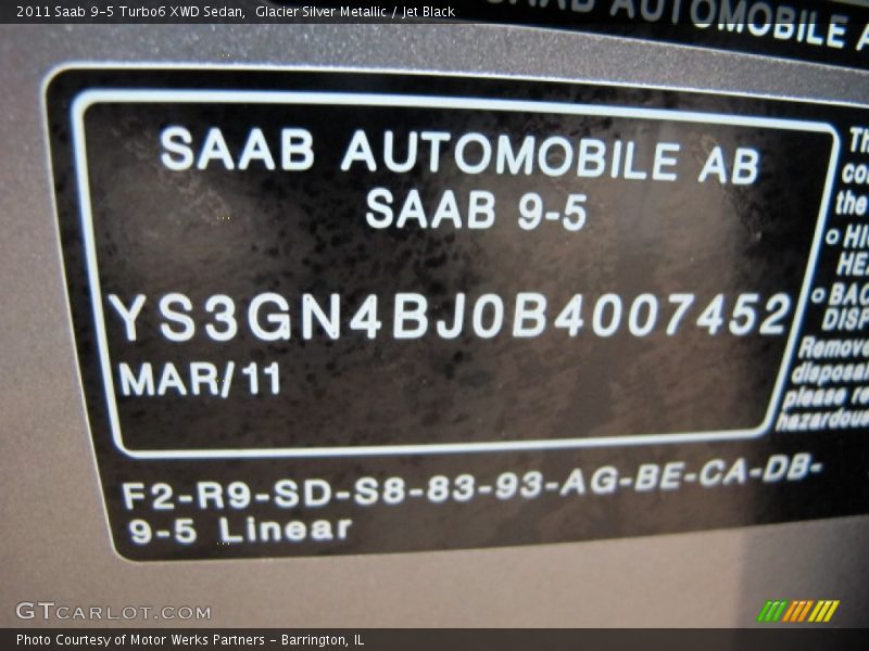 Glacier Silver Metallic / Jet Black 2011 Saab 9-5 Turbo6 XWD Sedan