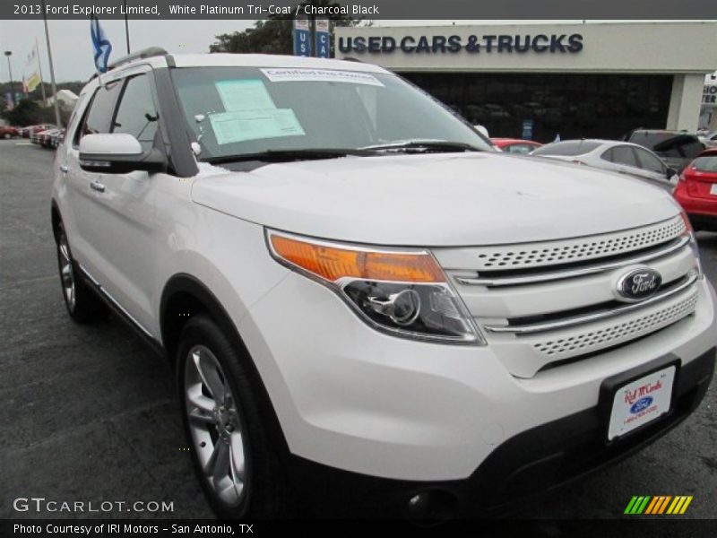 White Platinum Tri-Coat / Charcoal Black 2013 Ford Explorer Limited