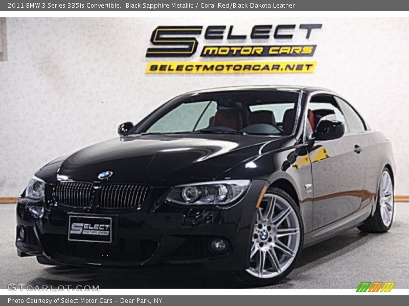 Black Sapphire Metallic / Coral Red/Black Dakota Leather 2011 BMW 3 Series 335is Convertible
